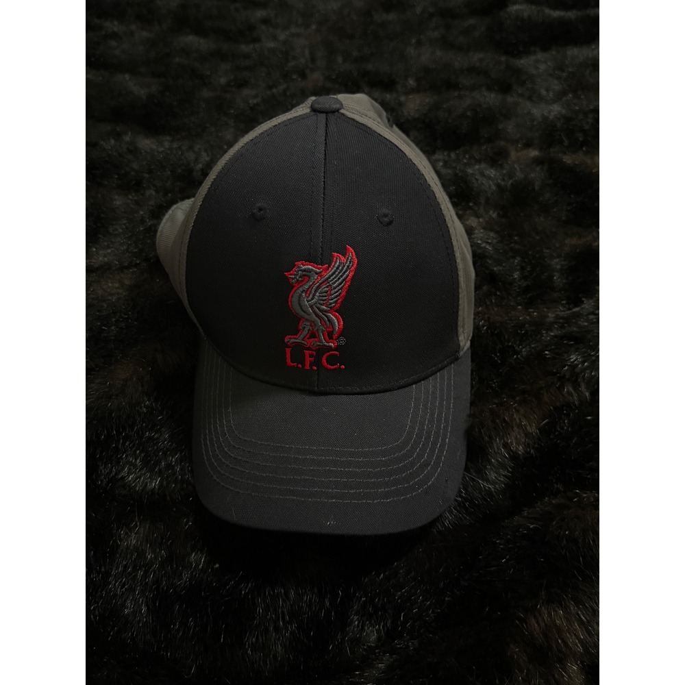 Liverpool FC LFC Baseball Cap Hat Charcoal Grey Red Liver Bird Crest Adjustable